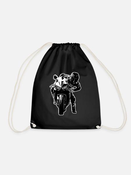 Motorcycle Motorcycles Motorcyclist Biker Lifestyle - Drawstring Bag - black