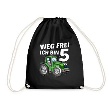 Ich bin 5 Jahre 5 . Traktor Geburtstag Trecker - Turnbeutel - Schwarz - Vorne