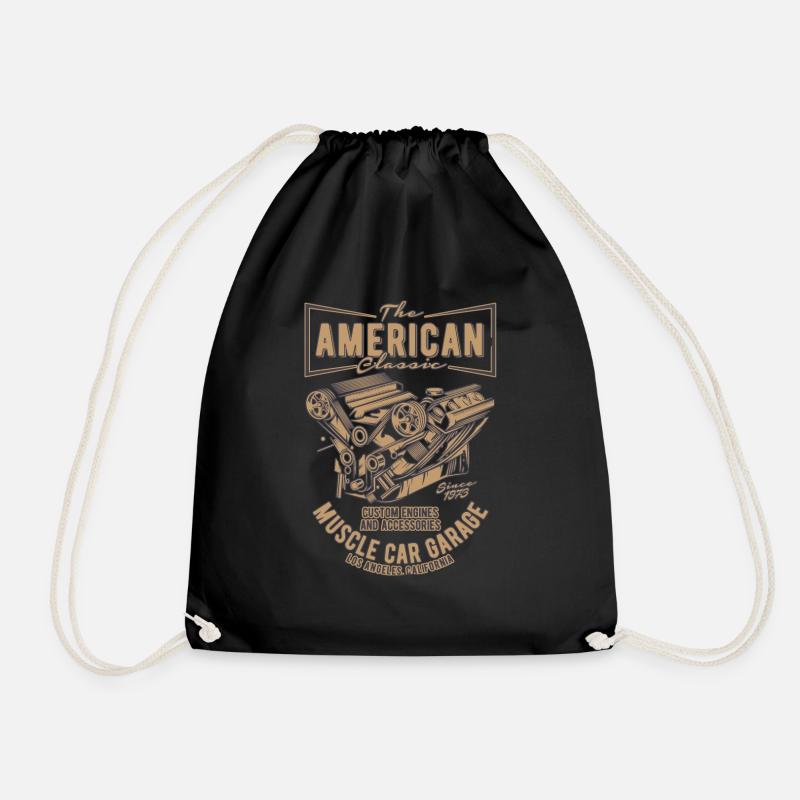 Muscle Car / V8 / Hot Rod / V8 Engine / V8 Sound - Drawstring Bag - black