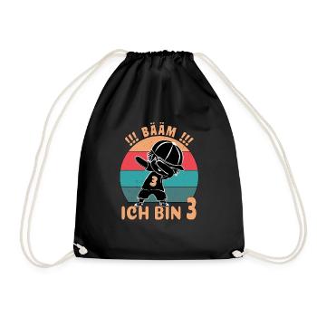 Bääm Geburtstag ich bin 3. - Turnbeutel - Schwarz - Vorne