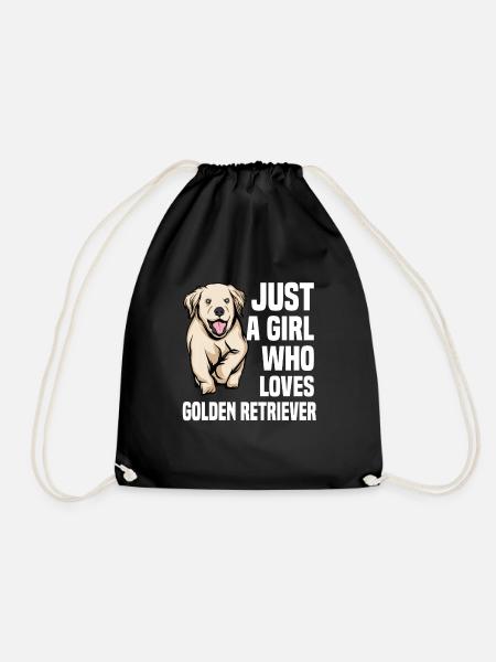 Golden Retriever | Golden Retriever - Drawstring Bag - black