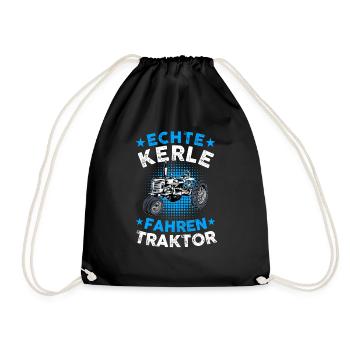 Echte Kerle fahren Traktor - Turnbeutel - Schwarz - Vorne