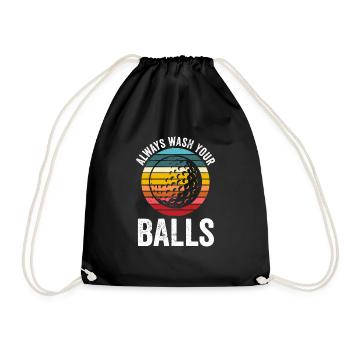 Always Wash Your Balls Golf - Turnbeutel - Schwarz - Vorne