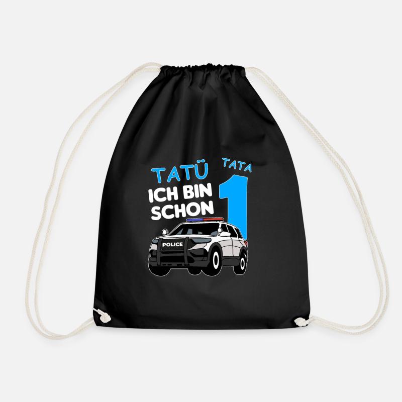 Ich bin schon 1 | 1. Geburtstag Polizei Jungen - Turnbeutel - Schwarz