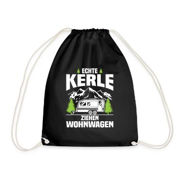 Echte Kerle ziehen Wohnwagen - Turnbeutel - Schwarz - Vorne