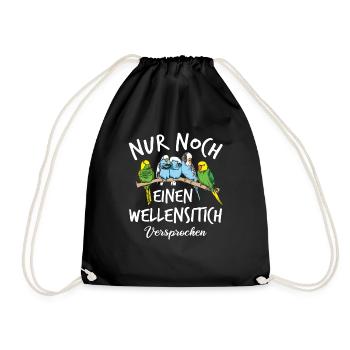 Nur noch einen Wellensittich | Wellensittich - Turnbeutel - Schwarz - Vorne