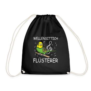 Wellensittich Flüsterer | Wellensittich - Turnbeutel - Schwarz - Vorne