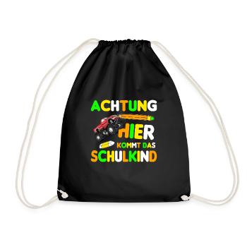 Endlich Schulkind 2022 | Monster Truck Schulkind - Turnbeutel - Schwarz - Vorne