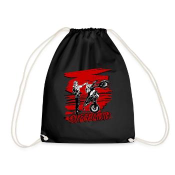 Supermoto / Supermotard / Supermoto Wheelie - Drawstring Bag - black - Front