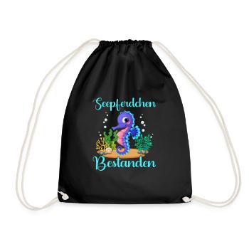 Seepferdchen bestanden Schwimmabzeichen - Turnbeutel - Schwarz - Vorne