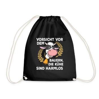 Landwirt Bauer Stall Kühe | Kuh - Turnbeutel - Schwarz - Vorne
