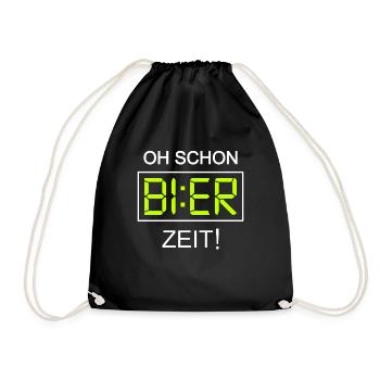 Bier Uhr Lustiges Mallorca Party Alkohol Bier Suff - Turnbeutel - Schwarz - Vorne