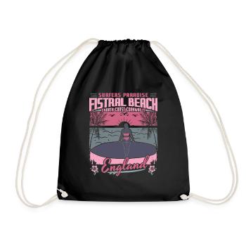 FISTRAL BEACH CORNWALL ENGLAND - SURFING GIRL - Drawstring Bag - black - Front