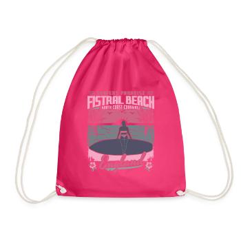 FISTRAL BEACH CORNWALL ENGLAND - SURFING GIRL - Drawstring Bag - fuchsia - Front