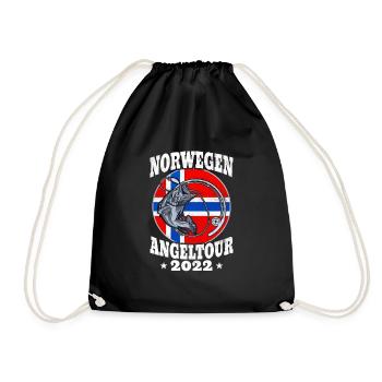 Norwegen Angeltour 2022 Angeln in Norwegen - Turnbeutel - Schwarz - Vorne