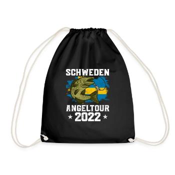 Schweden Angeltour 2022 Angeln in Schweden - Turnbeutel - Schwarz - Vorne