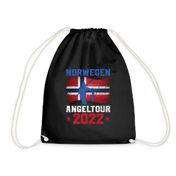 Norwegen Angeltour 2022 Angeltrip nach Norwegen - Turnbeutel - Schwarz - Vorne
