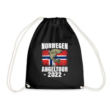 Norwegen Angeltour 2022 Angeltrip nach Norwegen - Turnbeutel - Schwarz - Vorne