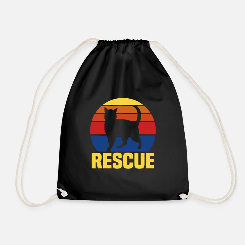 Cat Adoption | Cat Lover | Vintage Retro Sunset - Turnbeutel - Schwarz