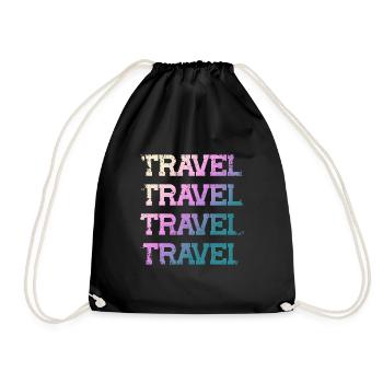 Travel travel travel travel World Traveler World V - Turnbeutel - Schwarz - Vorne