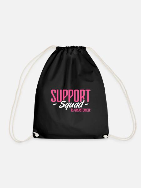 Support squad #breascancer Pink Ribbon Breast Canc - Turnbeutel - Schwarz