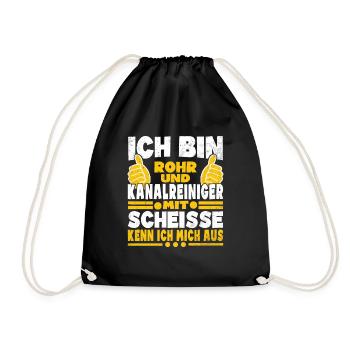 Rohrreinigung Kanalreinigung Lustiges Kanalreinige - Turnbeutel - Schwarz - Vorne