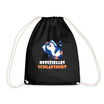Pinguin Offizielles Schlafshirt Schlafanzug - Turnbeutel - Schwarz - Vorne