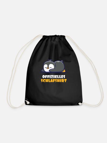 Pinguin Offizielles Schlafshirt Schlafanzug - Turnbeutel - Schwarz