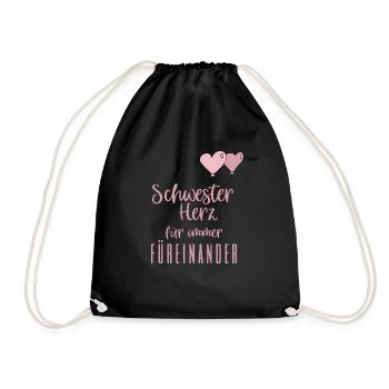 schwester - Turnbeutel - Schwarz - Vorne