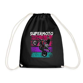 Supermoto / Supermotard / Supermoto Wheelie - Drawstring Bag - black - Front