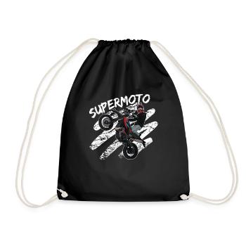 Supermoto / Supermotard / Supermoto Wheelie - Drawstring Bag - black - Front