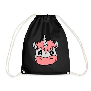 Cute face unicorn - Drawstring Bag - black - Front