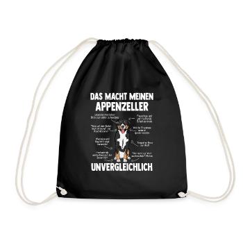 Appenzeller Sennenhund Kuscheltier Hund - Turnbeutel - Schwarz - Vorne