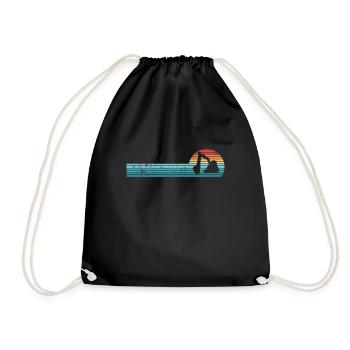 Vintage Bagger Retro Sonnenuntergang Geschenk - Turnbeutel - Schwarz - Vorne