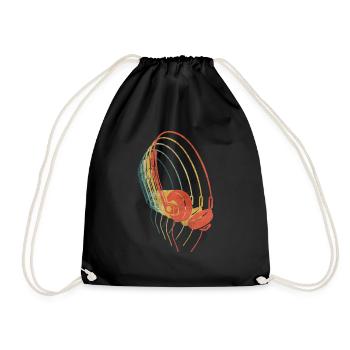 Headphones Retro Retro Vintage Color - Drawstring Bag - black - Front