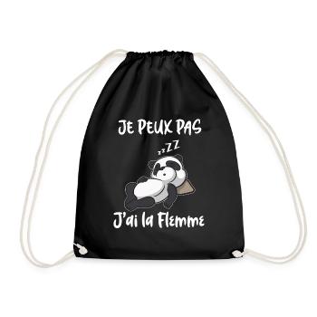Humour Panda, je peux pas j'ai la flemme - Sac de sport léger - noir - Devant