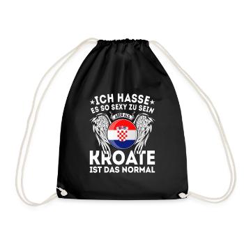 Kroatien kroatische Flagge - Turnbeutel - Schwarz - Vorne