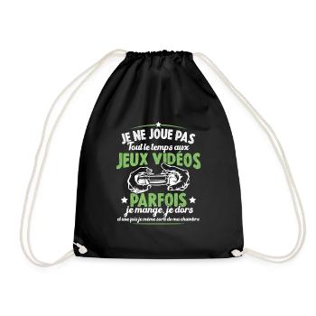 Je ne joue pas tout le temps aux jeux vidéos - Sac de sport léger - noir - Devant