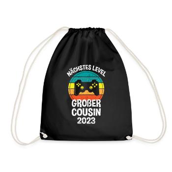 Großer Cousin 2023 Gamer Geschenk Gaming - Turnbeutel - Schwarz - Vorne