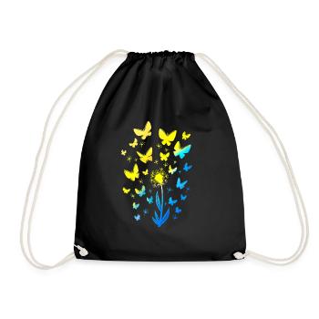 Ukraine Flagge Schmetterlinge Ukraine Shirt - Turnbeutel - Schwarz - Vorne