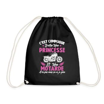 Compliqué d'être une princesse et une motarde - Sac de sport léger - noir - Devant
