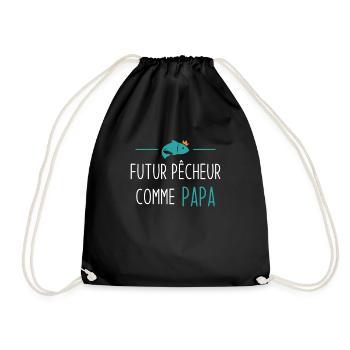 Futur pêcheur comme papa humour cadeau pêcheur - Sac de sport léger - noir - Devant