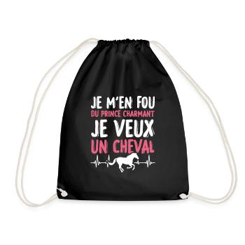 Je m'en fou du prince charmant je veux un cheval - Sac de sport léger - noir - Devant