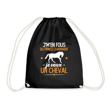 J'm'en fou du prince charmant je veux un cheval - Sac de sport léger - noir - Devant