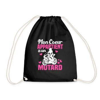 Mon coeur appartient à un motard humour cadeau - Sac de sport léger - noir - Devant
