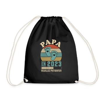 Papa en 2023 Veuillez Patienter Cadeau Futur Père - Sac de sport léger - noir - Devant