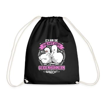 Seidenhühner japanisches Seidenhuhn Hühnerhalter - Turnbeutel - Schwarz - Vorne