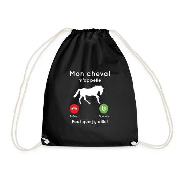Mon cheval m'appelle faut que j’y aille Cadeau - Sac de sport léger - noir - Devant