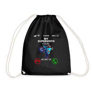 Supermoto / Supermotard / Supermoto Wheelie Biker - Drawstring Bag - black - Front