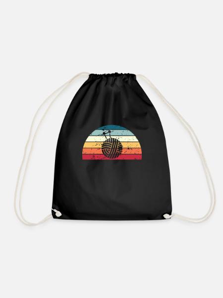 Retro Stricken Sunset Vintage Strick Sunrise - Turnbeutel - Schwarz